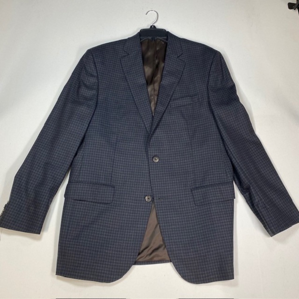 Cremieux Collection Loro Piana Wool Blazer Mens 42L Navy Blue Check Sport Coat